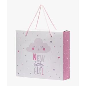 Boite cadeau bébé fille avec motif nuage en carton recyclé - GEMO rose vif - Publicité