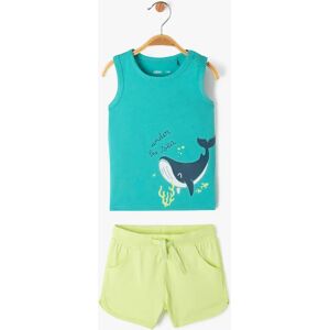 Ensemble débardeur + short en coton bébé garçon - 6M - vert - GEMO vert