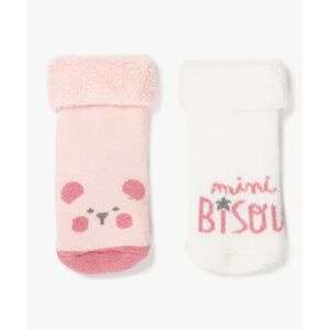 GEMO Chaussettes bébé en maille bouclette (lot de 2) - 0/6M - rose standard - GEMO rose standard