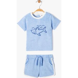 GEMO Ensemble bébé garçon 2 pièces : short + tee-shirt en éponge - GEMO bleu