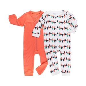 pink or blue Combinaison pyjama enfant orange/blanc lot de 2