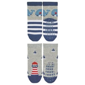 Sterntaler Chaussettes antiderapantes enfant baleine et phare bleu lot de 2