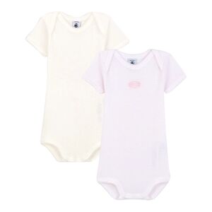 Petit Bateau Body bebe manches courtes coton blanc/rose lot de 2