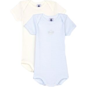 Petit Bateau Body bebe manches courtes rayures coton bleu/jaune lot de 2