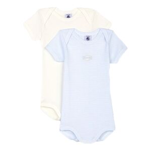 Petit Bateau Body bebe manches courtes rayures coton bleu/jaune lot de 2