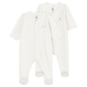 Petit Bateau Pyjama dors-bien bebe coton bio blanc lot de 2