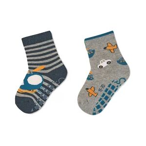 Sterntaler Lot de deux chaussettes ABS Helicoptere et vehicule bleu melange