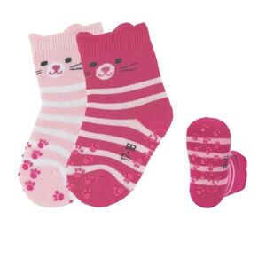 Sterntaler Chaussettes de bebe ABS pack de 2 visage de chat rose