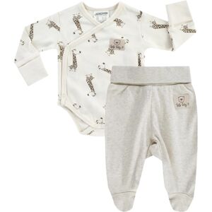 JACKY Body a langer + barboteuse BABY ON TOUR beige chine a motifs