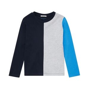 TOM TAILOR T-shirt manches longues avec Color blocking bleu fonce