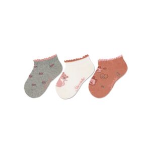 Sterntaler Lot de 3 chaussettes de sneakers chat gris clair