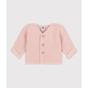 Petit Bateau Cardigan bebe tricot point mousse coton rose saline