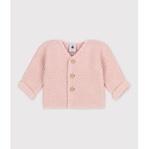 Petit Bateau Cardigan bebe tricot point mousse coton rose saline