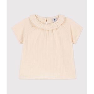 Petit Bateau Blouse bebe manches courtes gaze coton beige avalanche