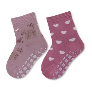 Sterntaler Chaussettes ABS pack double ours/coeurs lilas