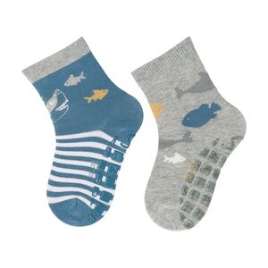 Sterntaler Chaussettes ABS double pack requin/poissons bleu moyen