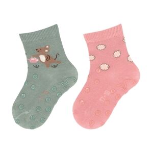 Sterntaler Chaussettes de bebe ABS pack double souris vert pierre