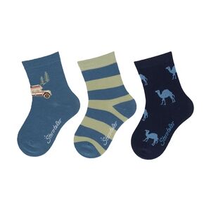 Sterntaler Lot de 3 chaussettes Camping bleu moyen