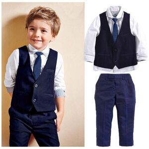 Enfant en bas âge enfant garçon hauts chemise gilet cravate pantalon costume formel tenue ensemble de vêtements - Publicité