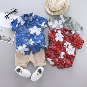 Costume chemise imprimé fleurs, ensemble 2 pièces pour enfants, vêtements en coton à manches courtes pour garçons et bébés - Publicité