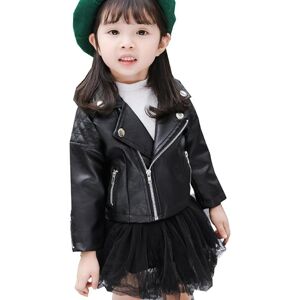 VANGULL Veste en PU printemps-automne en cuir pour enfants de 1 à 7 ans, manteau matelassé avec fermeture éclair et diamant, Cool - Publicité