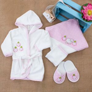 Ensemble de peignoir 4 pièces en coton rose pour bébé fille