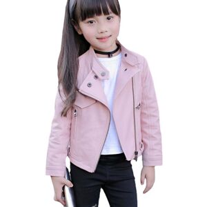 VANGULL Veste en cuir Pu pour filles, veste à rivets et fermeture éclair, vêtements en cuir pour filles de 5 à 13 ans, manteau classique en cuir à fermeture éclair - Publicité