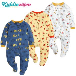 Kiddiezoom 3 pièces mignon bébé garçons barboteuses coton enfants vêtements manches longues salopette fermeture éclair pyjamas nouveau-né filles combinaisons vêtements de nuit - Publicité