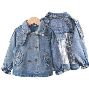 YUBAOBEI Nouveaux enfants Denim Vestes Fille Trench Jean Broderie Vestes Filles Enfants vêtements bébé Dentelle manteau Vêtements d extérieur décontractés Coupe-vent - Publicité