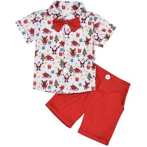 Costume de Noël pour garçon de 1 à 5 ans avec nœud papillon, chemise à manches courtes et short pour homme - Publicité