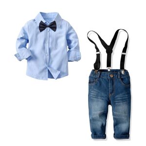 Chemise à manches longues + jean à bretelles pour garçons, costumes pour hommes pour l automne et l hiver, nouveau - Publicité