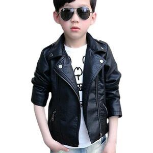 VANGULL Veste en cuir à revers pour enfants, vêtements printemps-automne-hiver pour garçons et filles, hauts de moto pour moyens et petits enfants - Publicité