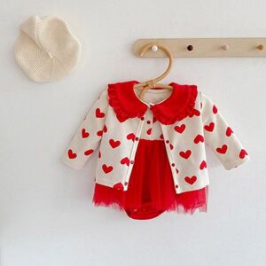 Board M Factory Bébé rouge coeur Cardigan robe costume ensemble Shao 2 pièces une pièce costume vêtements exceptionnels 100 jours pierre Bebego taille L (90), Corée meilleurs vêtements pour enfants - Publicité