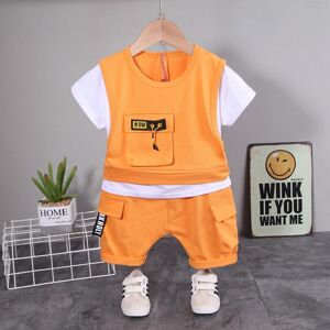 Kangfa Vêtements pour garçons de 0 à 4 ans, chemise à col rond cousue, Short à manches courtes, costume de sport deux pièces pour enfants - Publicité