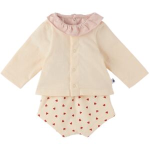 "Petit Bateau Bébé   Ensemble trois pièces rose et beige" - 1M - Publicité