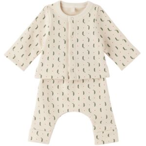 "Petit Bateau Bébé   Ensemble de cardigan et pantalon de détente beiges" - 0M/NB - Publicité