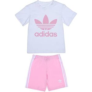 Adidas Short Tee Set Tracksuit, Top:White/True Pink Bottom:True Pink S19, 4-5A Unisex Kids - Publicité