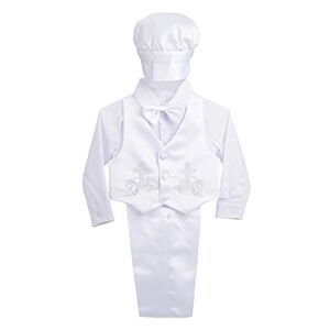 Lito Angels Vetement de Bapteme pour Bebe Garcon, Ensemble Costume Blanc 5 Pieces avec Bonnet, Manches Longues, Taille 18-24 mois, A - Publicité