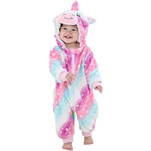 BRONG Bébé Polaire Grenouillère Barboteuse pour Filles Tout-Petit à Capuche Combinaison Enfants Pyjama en Flanelle Vêtements pour Garçons Rose 30-36 Mois - Publicité