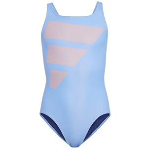 Adidas BIG Bars Suit Swimsuit Girl's Blue Fusion/Coral Fusion/White/Victory Blue 910A - Publicité