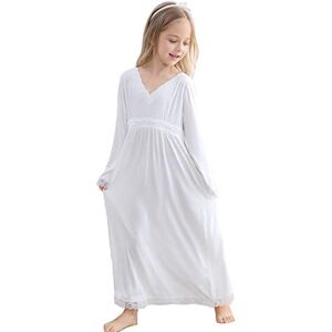 Flwydran Chemise de Nuit Enfant，Pyjama pour Fille 3-13ans Robe de Nuit à Manches Longues en Dentelle en Coton pour Enfant - Publicité