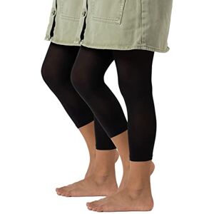 CALZITALY DEUX PAIRS LEGGINGS COURTS POUR FILLES SEMI-OPAQUES   COLLANTS CAPRI SANS PIEDS   40 DEN   BLANC, NOIR   DE 4 A 14 ANS   BONNETTERIE ITALIENNE (12/14 ans, NOIR) - Publicité