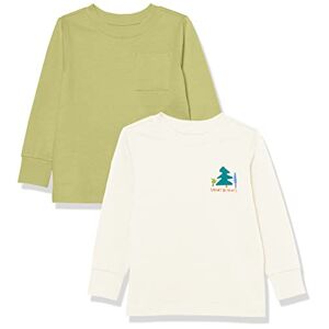 Amazon Essentials T-shirt côtelé à manches longues Mixte Enfante, Lot de 2, Blanc Cassé Great Outdoors/Vert Olive Clair, 11-12 ans - Publicité