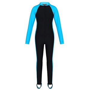 dPois Maillot de Bain 1 Pièce Enfant Garçon Fille Anti UV Body de Plage Manches Longues Combinaison Plongée Costume Natation Pantalon de Plage Piscine Surf Sport 2-16 Ans Bleu 12-13 Ans - Publicité