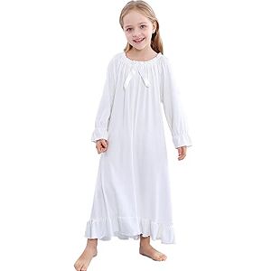 Flwydran Chemise de nuit à manches longues pour fille Doux Pour la famille, Blanc 2., 3-4 ans - Publicité