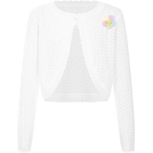 YiZYiF Fille Boléro Tricot Cardigan Gilet Manches Longues Veste Princesse Demoiselle d'honneur Soirée Mariage Cérémonie Manteau Blanc B 13-14 Ans - Publicité