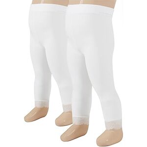 CALZITALY 2 PAIRES – LEGGINGS POUR BEBES FILLES EN DENTELLE   CALEÇONS EN MICROFIBRE POUR BEBES   40 DEN   BLANC, NOIR   12, 18, 24 MOIS   BONNETTERIE ITALIENNE (24 mois, BLANC) - Publicité