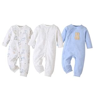 amropi Bébé Filles Garçons Grenouillères Coton Pyjamas Lot de 3 Bodys Combinaison, 0-3 Mois,Blanc/Bleu/Blanc - Publicité
