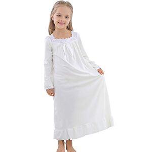 Flwydran Chemise de Nuit Pyjama pour Fille 3-13ans Robe de Nuit à Manches Longues en Dentelle en Coton pour Enfant - Publicité