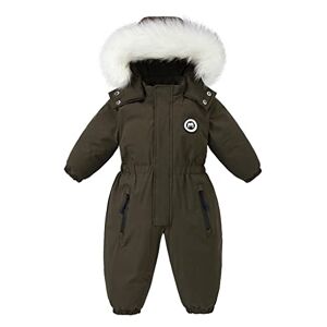 BRONG Bébé Filles Habits de Neige Barboteuse Enfant Imperméable Combinaison Vestes de Ski Garçons Toison Manteau Coupe-Vent Vêtements D'Extérieur Vert 12-18 Mois - Publicité
